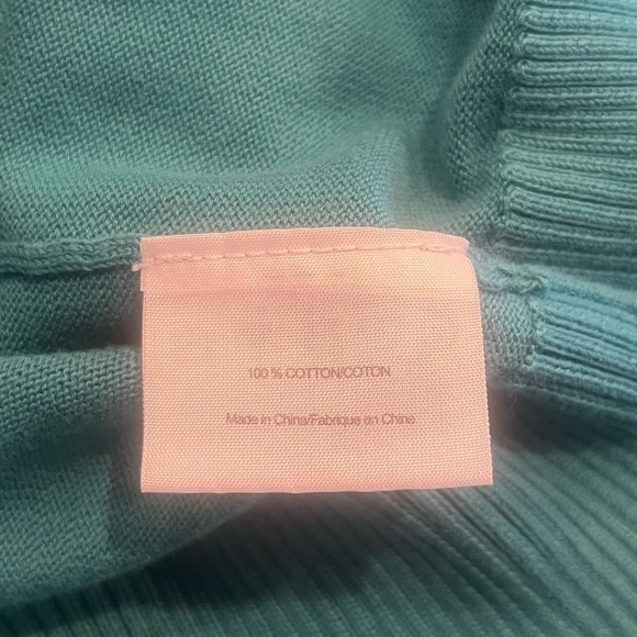 TORY BURCH Turquoise Cotton V Neck Cardigan - Picture 3 of 5